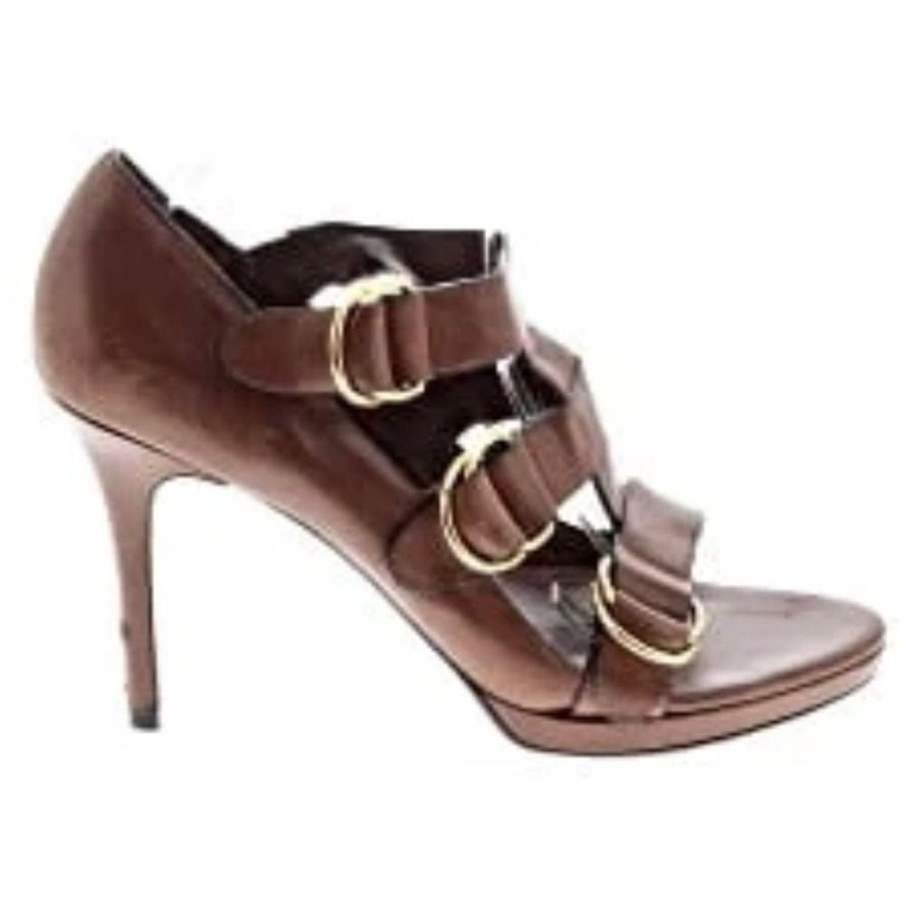 Cole Haan Women's Brown‎ Leather Strappy Platform High Heel Sandals Size 5.5B